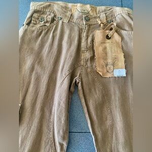 Division E Men’s Linen Cargo Jeans - distressed brown